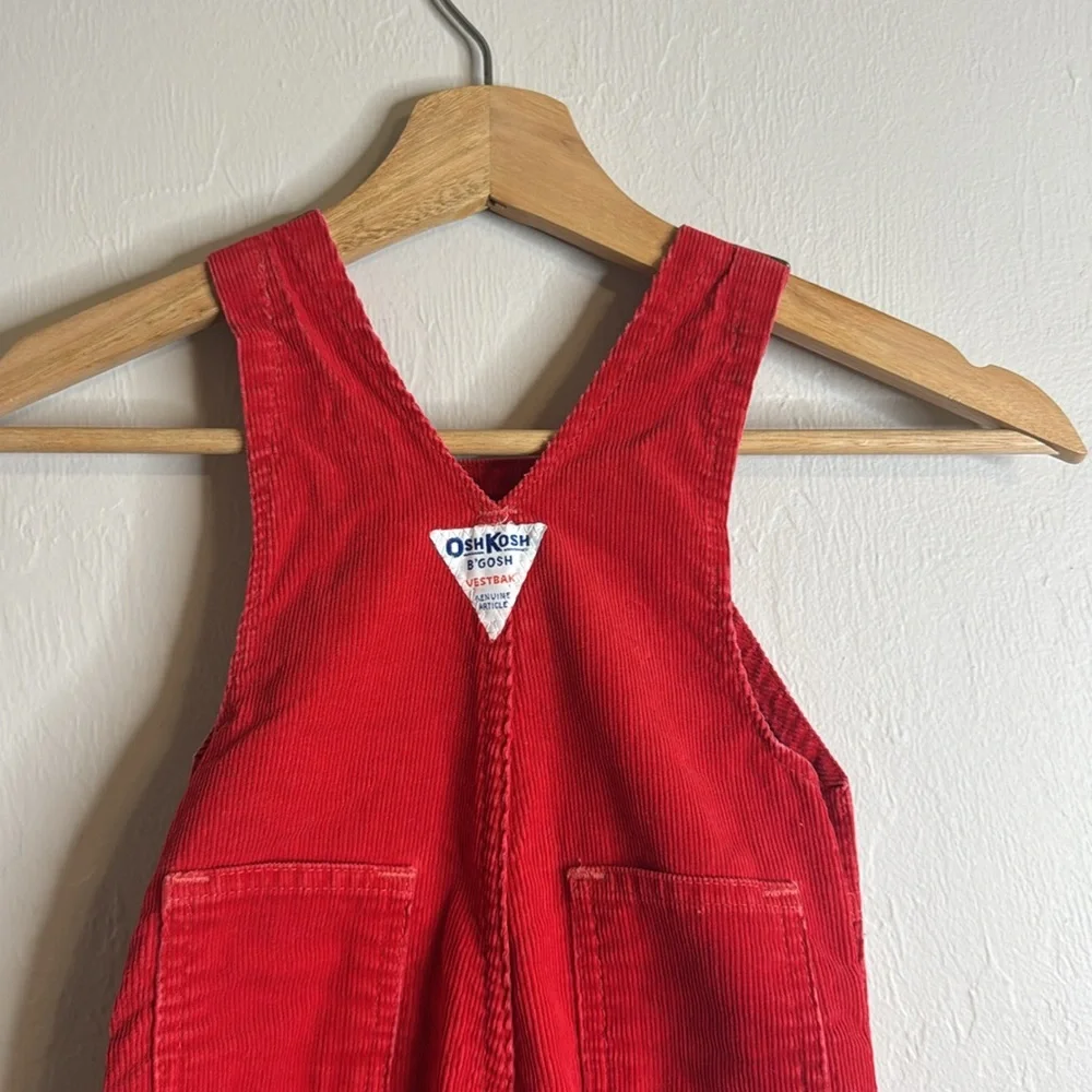 Vintage Oshkosh B'gosh Red Corduroy Overalls 5 months Vestbak, USA Made